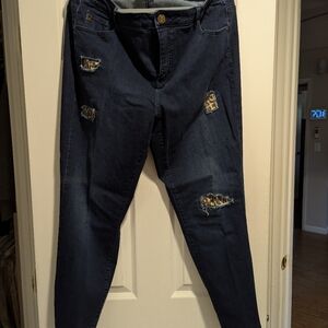 Kim Gravel Dark Blue Distressed Skinny Jeans